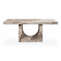 Table à manger en effet marbre  8 personnes--Beige-MOBILIER DECO 