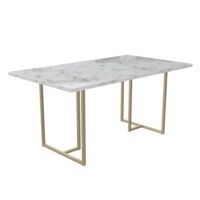 Table à manger en effet marbre blanc 8 personnes L160--Blanc-Dorel Home