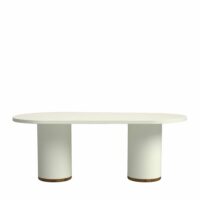 Table à manger en microciment blanc cassé 180 cm-Ciment-Blanc-Hannun