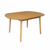 Table à manger extensible bois d'hévéa et placage chêne naturel 4-6-Hévéa-Beige-sweeek