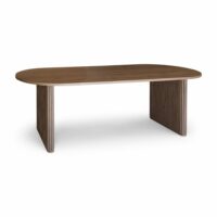 Table à manger ovale effet noyer et pieds striés 230cm--Marron-Now's Home