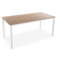 Table à manger pour 6 personnes en imitation bois et métal blanc-Métal-Blanc-Versa Home