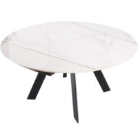 Table à manger ronde extensible 3/6 couverts en céramique effet marbre-Céramique-Gris-Homifab