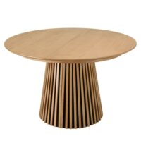 Table à manger ronde extensible décor et chêne naturel l120/160/200-Chêne-Marron-MACABANE