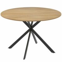 Table à manger ronde pour 4 personnes piètement croisé en acier chêne-Chêne-Beige-Homcom