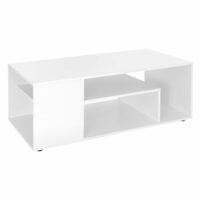 Table basse 110x50x41 cm blanche en bois à 3 niveaux style moderne-Bois-Blanc-ML-Design