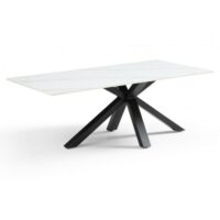 Table basse 120x60 cm céramique blanc marbré pied croix-Céramique-Blanc-Meubletmoi