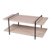 Table basse 2 plateaux bois structure métal noir-Métal-Beige-Fornord