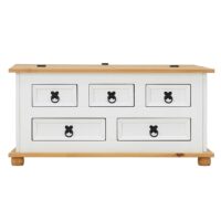 Table basse 5 tiroirs en bois massif