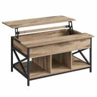 Table basse avec plateau relevable effet bois marron chêne-Bois-Marron-VASAGLE