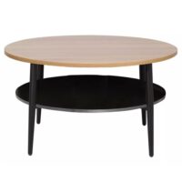 Table basse chêne et noir 2 étages 80cm-Chêne-Marron-MSO