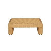 Table basse d'extérieur professionnelle en résine recyclée tressée beige L100-Maisons du Monde