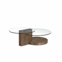 Table basse effet bois noyer et verre-Verre-Marron-Angel Cerda