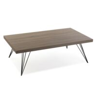 Table basse en aggloméré imitation bois marron et noir et métal-Métal-Marron-Versa Home