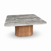 Table basse en marbre gris et pied en bois d'acacia-Bois-Gris-Now's Home