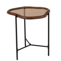 Table basse gigogne design organique verre marron chocolat 50 x 45-Verre-Marron-Jolipa