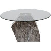 Table basse imitation roche en acier et verre-Verre-Gris-Kare Design