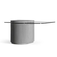 Table basse moderne en béton gris et verre trempé - 85x80cm-Verre-Gris-Lyon Béton