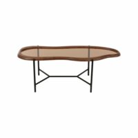 Table basse organique 118x48x40 cm en verre fumé et bois-Verre-Marron-Maison et Styles