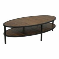 Table basse ovale en fibres de particules marron-Fibre-Marron-Interior's
