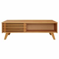 Table basse porte coulissante en bois massif