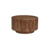 Table basse ronde de 70x70x38cm en bois de manguier brun clair-Bois de Manguier-Marron-Rousseau