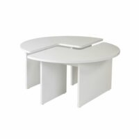 Table basse ronde design puzzle - décor blanc laqué--Blanc-Pier import