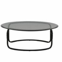 Table basse ronde en verre pieds métal noir ALIZOE verre + métal-Verre-Noir-ebuy24
