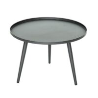 Table basse ronde semi gigogne métal anthracite D 60cm-Métal-Gris-Jardiline