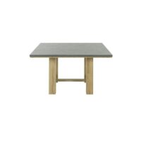 Table carrée effet bois chêne clair robuste et élégante-Bois-Beige-Gami