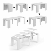 Table console à rallonge effet bois blanc 118x90 cm-Bois-Blanc-Dmora