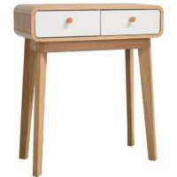 Table console avec 2 tiroirs en effet chêne blanc-Chêne-Blanc-Loft24