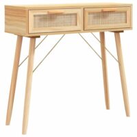 Table console bois massif pin /rotin naturel Marron 80x30x75 cm-Bois de Pin-Marron-Maison Chic