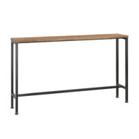 Table console cadre en métal noir et effet bois-Métal-Blanc-SoBuy