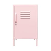 Table d'appoint avec 1 porte en métal rose-Métal-Rose-Novogratz
