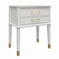 Table d'appoint avec 1 tiroir en mélaminé blanc--Blanc-Loft24