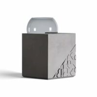 Table d'appoint design en béton gris et verre soufflé - 30x48cm-Verre-Gris-Lyon Béton