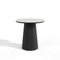 Table d'appoint en bois contreplaqué noir et marbre blanc-Bois-Blanc-Premium Interiors