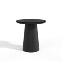 Table d'appoint en bois contreplaqué noir et marbre noir-Bois-Noir-Premium Interiors