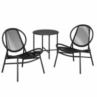 Table d'appoint et 2 chaises chaises acapulco noir d'encre--Noir-SONGMICS