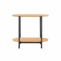 Table d'appoint finition chêne et pieds métal noirs - 60x34 cm - bois-Métal-Marron-Usinestreet