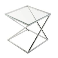 Table d'appoint moderne en verre et métal argenté-Verre-Argenté-Versa Home