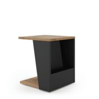 Table d'appoint noyer et noir laqué H46--Marron-TEMAHOME