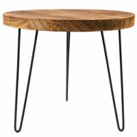 Table d'appoint ronde 50 cm bois de paulownia 50 cm-Bois de Paulownia-Marron-Decostars