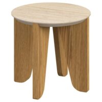Table d'appoint ronde avec plateau effet travertin marron--Marron-Toilinux