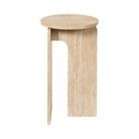 Table d'appoint ronde beige effet travertin d.30 cm--Beige-The Home Deco Factory