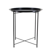 Table d'appoint ronde en acier noir 47x50cm--Noir-Ornami