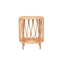 Table d'appoint rotin et cannage poggio--Marron-Maison Aubertin