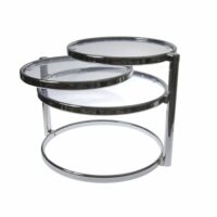 Table d'appoint verre argent 48x58x50cm-Verre-Argenté-Leitmotiv