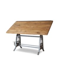 Table d'architecte en fonte et teck marron-Teck-Marron-PIB